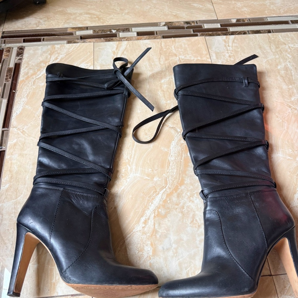 Vince Camuto Black Leather Heeled Boots